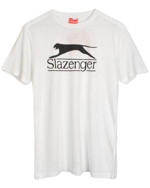 Slazenger 1881 White Vintage Style Cat Logo T-Shirt for men