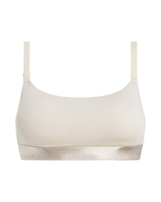 Calvin Klein Natural Maternity Modern Cotton Lightly Lined Scoop Bralette With Metallic Logo Taping