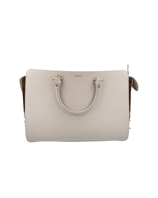 Burberry Gray Banwell Medium Leather Handbag