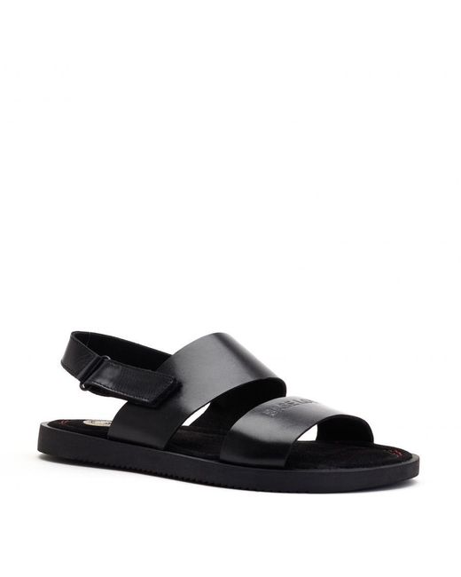 Base London White Aries Waxy Leather Ankle-Strap Sandal for men