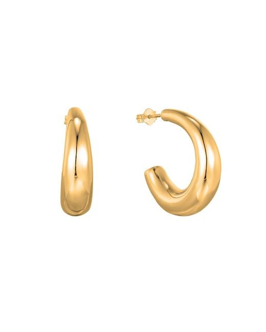 SEOL + GOLD Metallic 18Ct Plated Puffy Half Hoop Studs Sterling