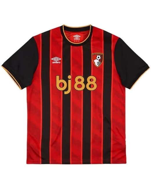Bournemouth AFC Red Crew Neck Ribbed Collar Short Sleeve Jersey T-Shirt for men