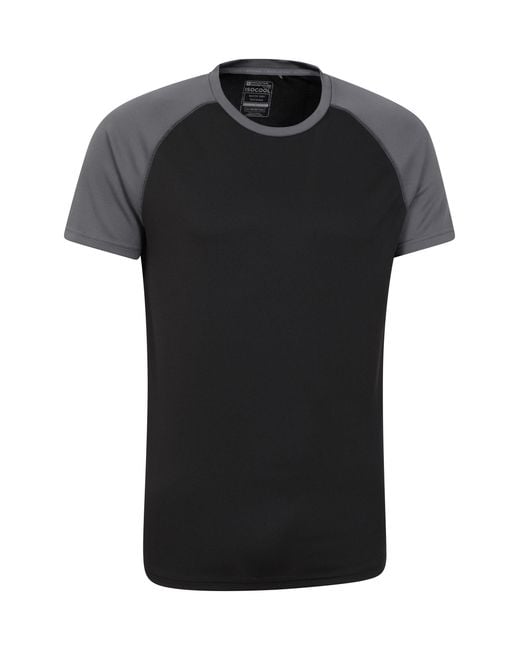 Mountain Warehouse Black 'Endurance' T-Shirt Breathable Quick Dry Upf50 Sun Protection Tee for men