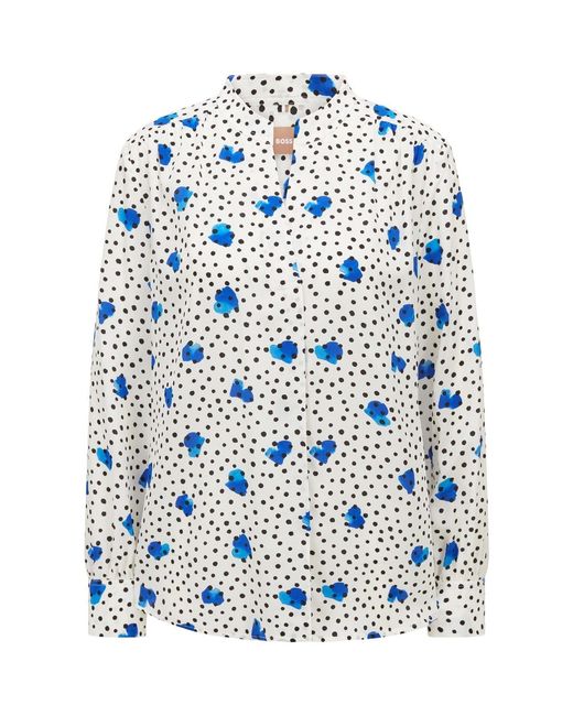 Boss Blue Long Sleeve Plain Blouse