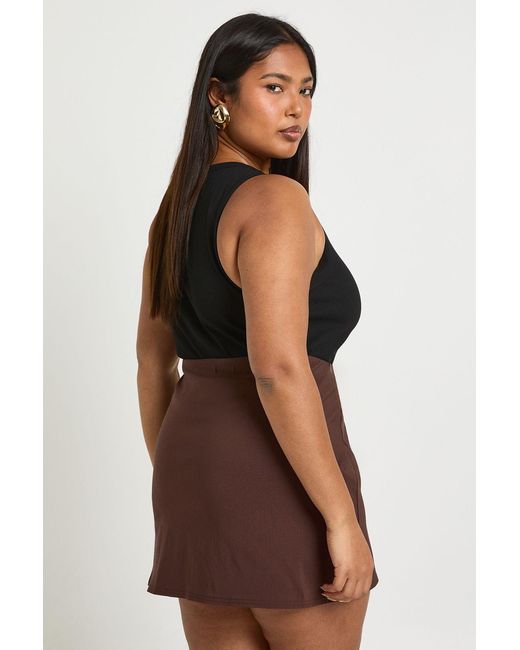 Boohoo Brown Plus Bengaline Split Aline Skirt