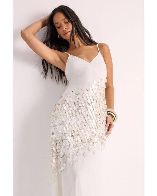 Nasty Gal Pink Chiffon Burnt Sequin Panelled Strappy Maxi Dress