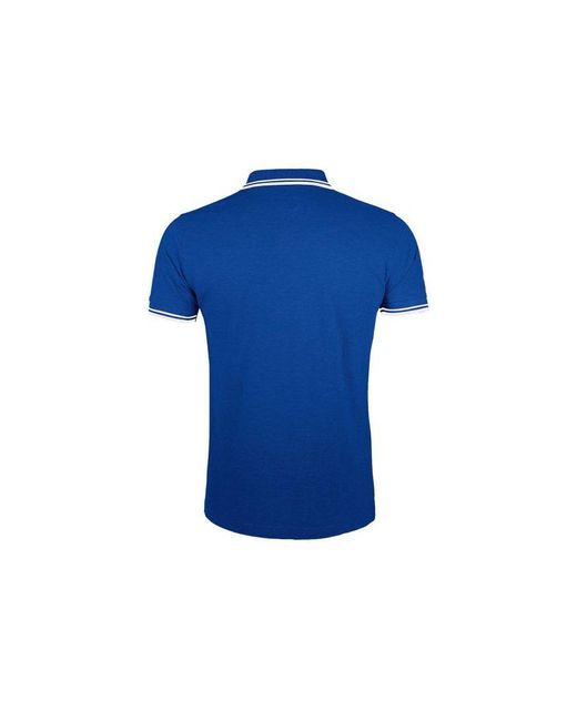 Sol's Blue Pasadena Tipped Short Sleeve Pique Polo Shirt (Royal/ for men