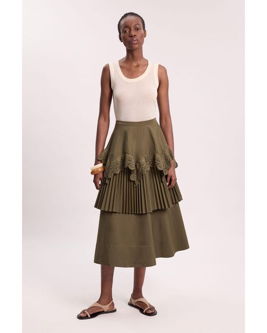 Karen Millen Green Ruffled Maxi Skirt