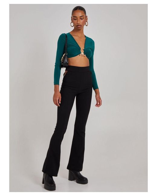 Pink Vanilla Blue Trim Slinky Long Sleeve Top