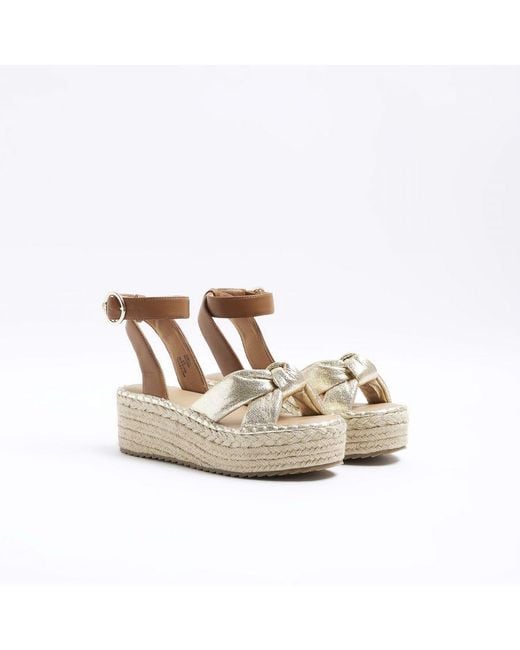 River Island White Espadrille Sandals Flatform Pu