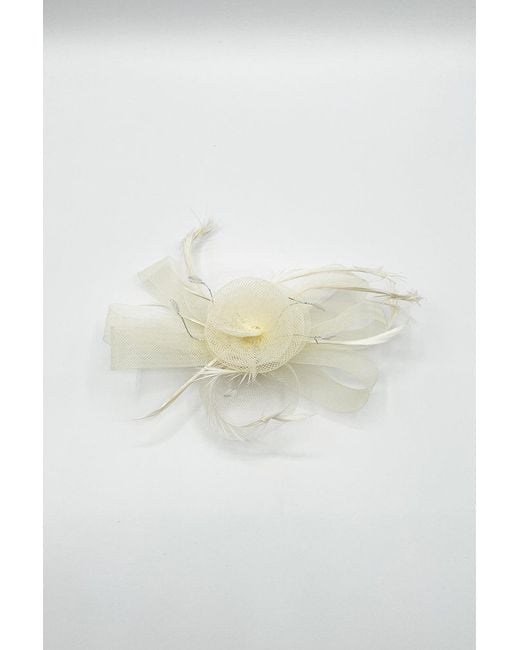 SVNX Natural Crystal Feather Blossom Fascinator & Brooch