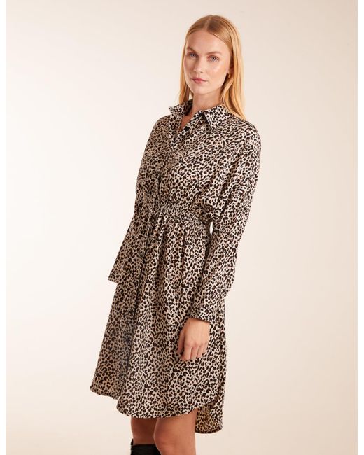 Blue Vanilla Brown Vanilla Leopard Shirt Dress