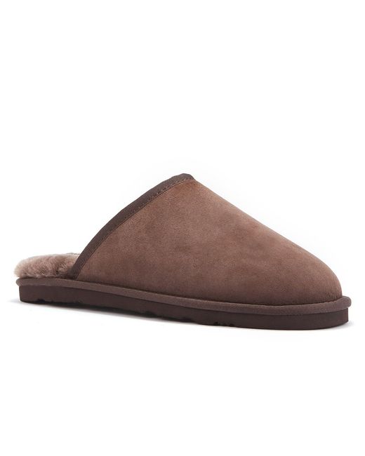 Australia Luxe Brown Mool Burnt Slippers for men
