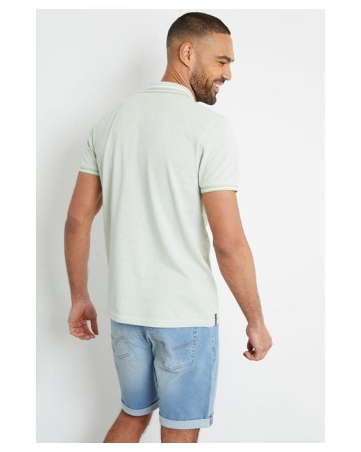 Threadbare White Light 'Birdsall' Two Tone Cotton Pique Polo Shirt for men