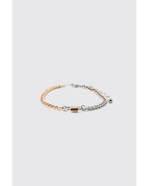 BoohooMAN Blue Chain Bracelet With Carabiner Clasp for men