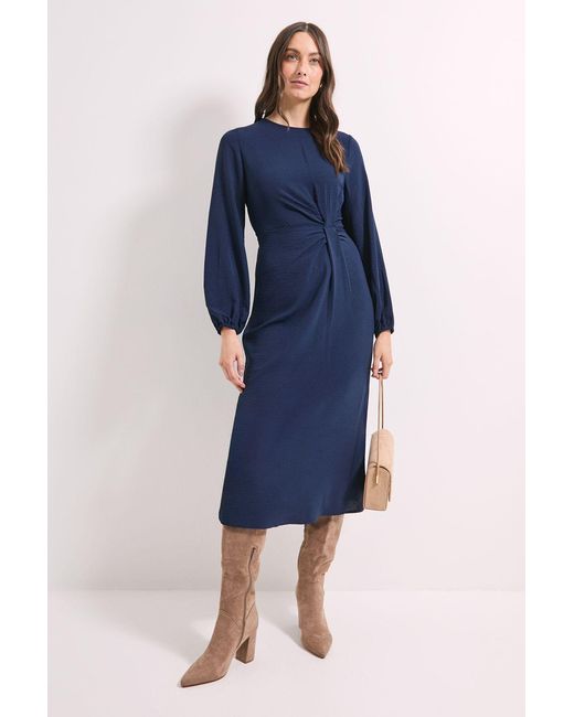 PRINCIPLES Blue Tuck Front Detail Midi Dress