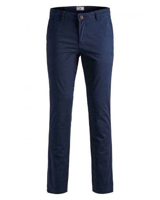 Jack & Jones Blue Slim Fit Chinos With Zip Fastening And Front And Back Pockets for men