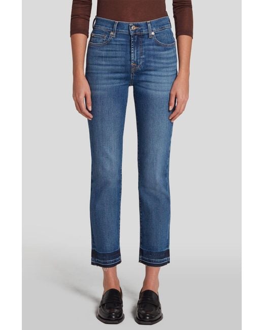 7 For All Mankind Blue Ladies Jeans The Straight Crop Fit