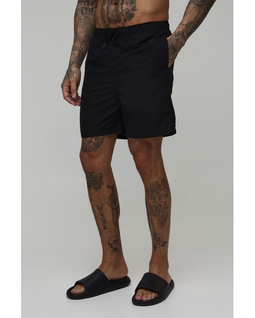 BoohooMAN Black Tall Mid Length Swim Short for men