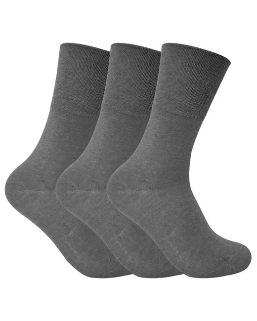 Sock Snob Gray 3 Pack Ladies Non Elastic Thermal Diabetic Socks For Poor Circulation