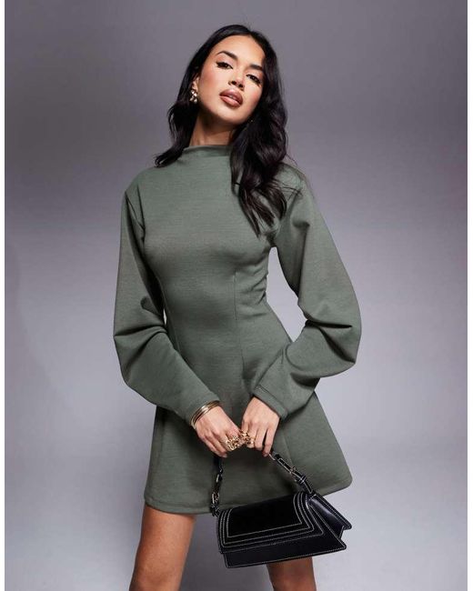 ASOS Gray Cocoon Sleeve Sinched Waist Sweat Mini Dress