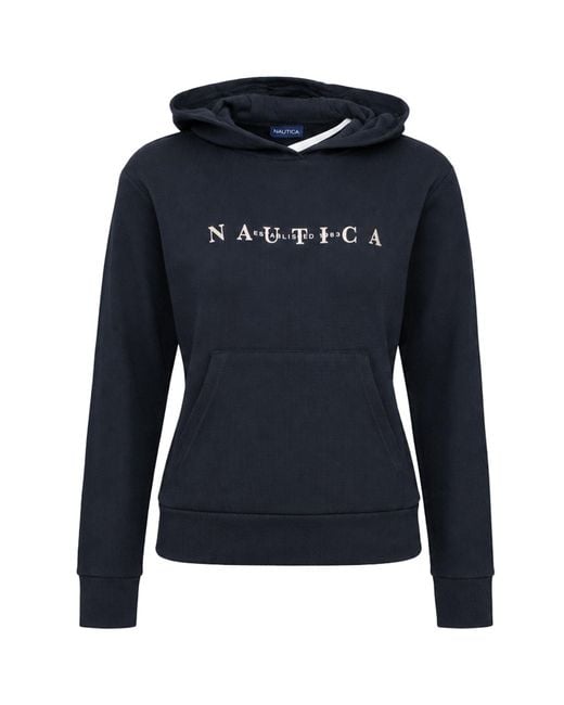 Nautica Blue Luna Crop Hoodie Cotton