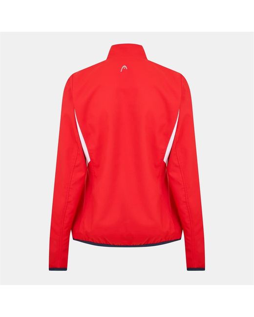 Head Red Club Solid Patterned Full Zipper Track Jacket With Logo