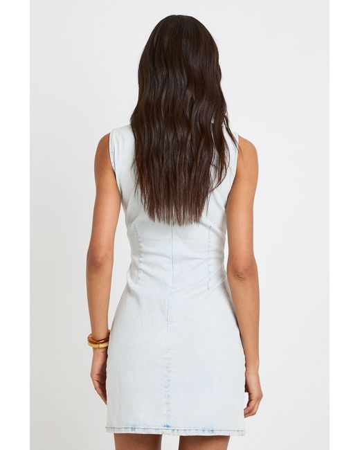 Boohoo White Tall Basic Denim Shift Dress