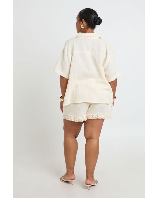 Boohoo White Plus Cheesecloth Oversized Shirt