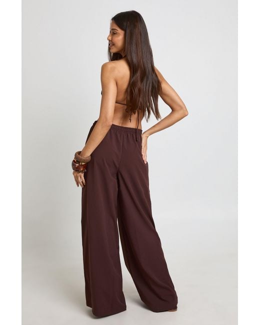 Boohoo Brown Essentials Oversized Textured Beach Trousers