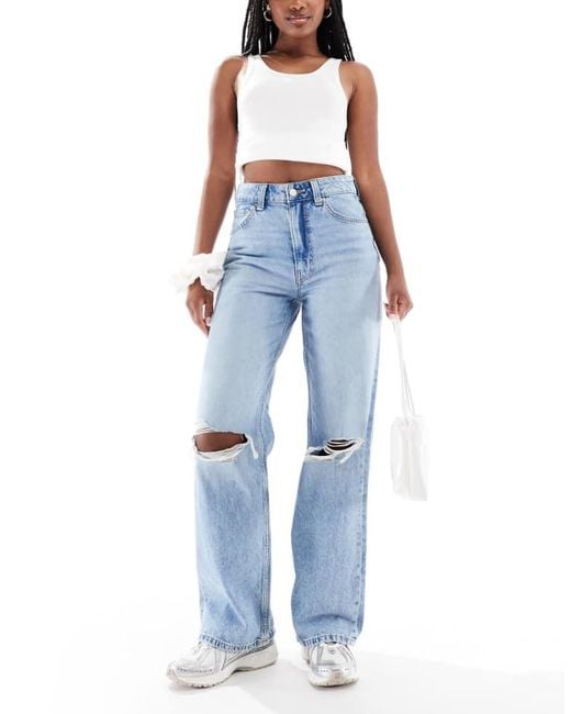 ASOS Blue Wide Leg Dad Jeans