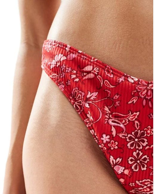 Hollister Red High Leg Cheeky Bottom Co-Ord