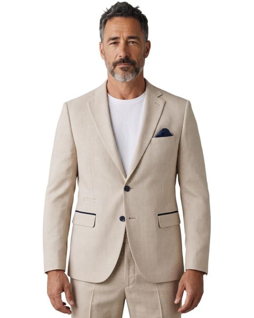 Paul Andrew Natural Checked Tailored Fit Blazer for men