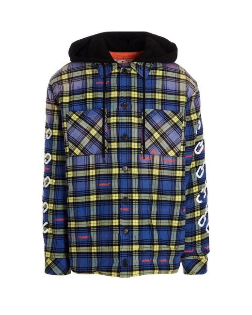 Off-White c/o Virgil Abloh Blue Arrow Padded Flannel Dusty Jacket for men