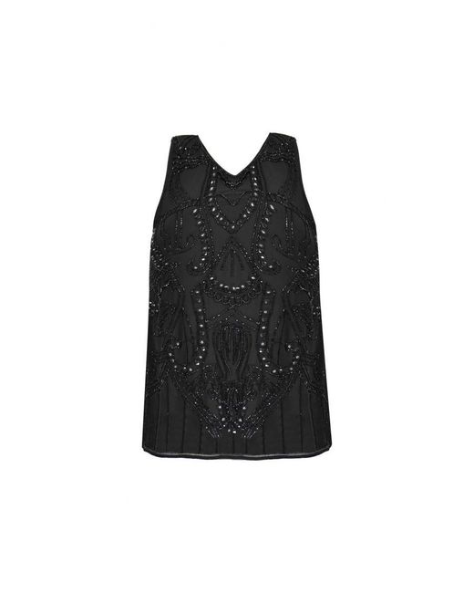 Live Unlimited Black Embellished Chiffon Tunic Vest