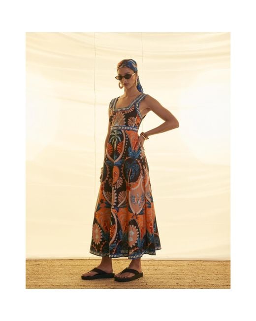 River Island Natural Maxi Dress Cotton Palm Print