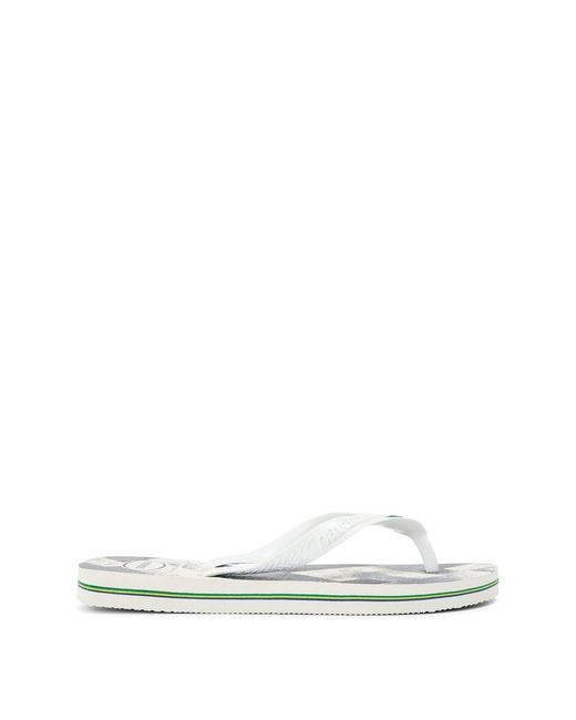 Havaianas White Hav. Brasil Fresh Leaf Flip Flops