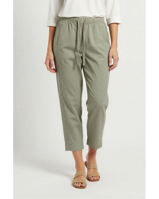 Secret Label Green Tencel Crop Trousers Elasticated Waist