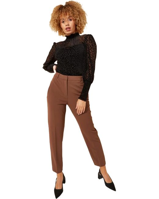 Roman Black Short Straight Leg Stretch Trouser