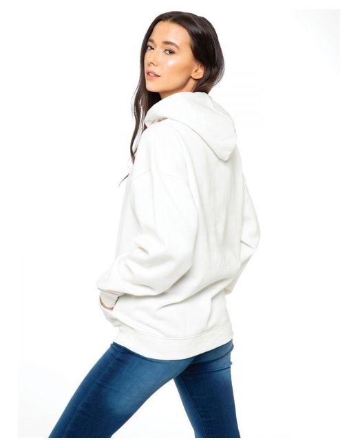 Enzo White Ladies Oversized Essential Hoodie