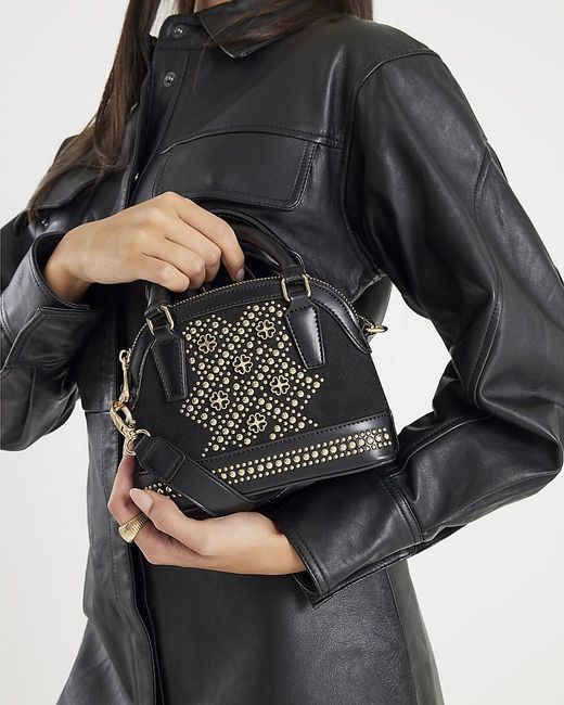 River Island Gray Crossbody Bag Studded Detail