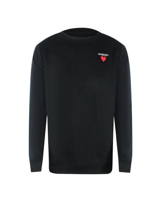 Moschino Black Love Heart Logo Sweater Cotton for men