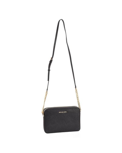 Michael Kors Black Jet Set 35T8Gttc9L Leather Crossbody Bag For