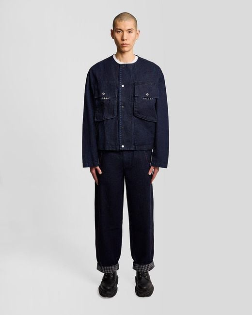 Lyle & Scott Blue Contrast Check Denim Jacket for men