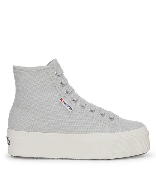 Superga Gray Ladies 2708 Lace Up High Tops /Avorio)