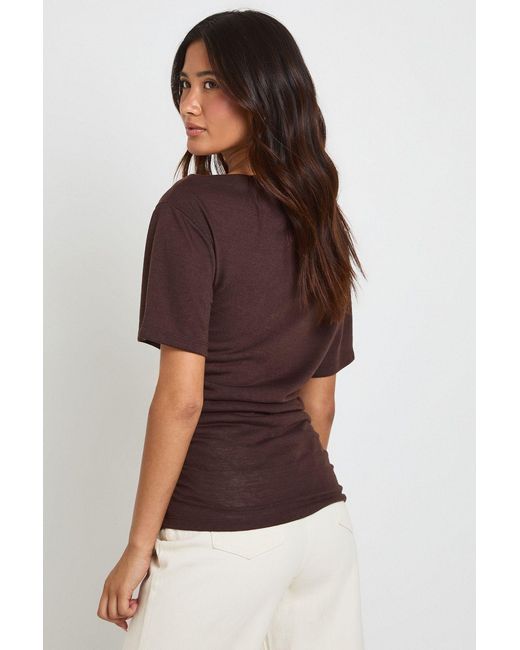 Boohoo Purple Slub Off The Shoulder Top
