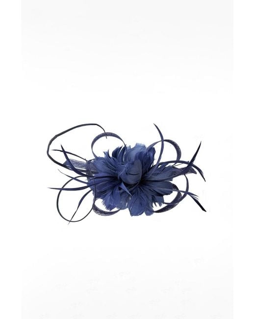 SVNX Blue Floral Feather Fascinator With Loops