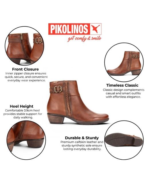 Pikolinos Brown Leather Heel Ankle Boots