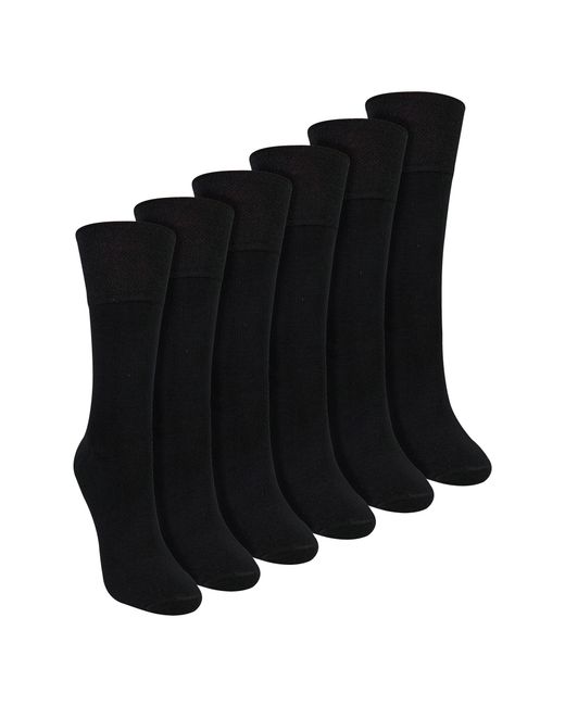 Sock Snob Black 6 Pack Ladies Bamboo Non Elastic Socks Soft Breathable Everyday Comfort