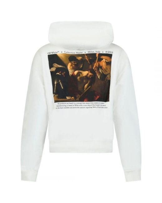 Off-White c/o Virgil Abloh White Caravaggio Crowing Design Oversized Hoodie Cotton for men